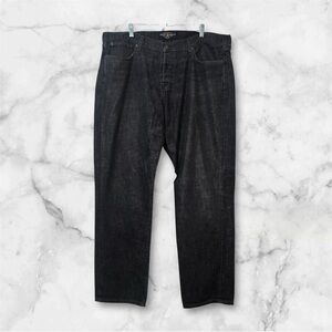 Lucky Brand 221 Original Straight Jeans Mens 42x32 Black Wash Button Fly Comfy